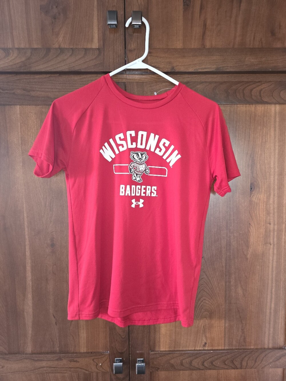 Under Armour Red Wisconsin Badgers Tee with White Logo